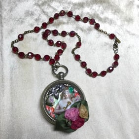 Vintage Pocket Watch Art Deco Doll Necklace