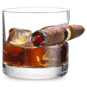 Godinger Crystal Cigar Holder Whiskey Glass