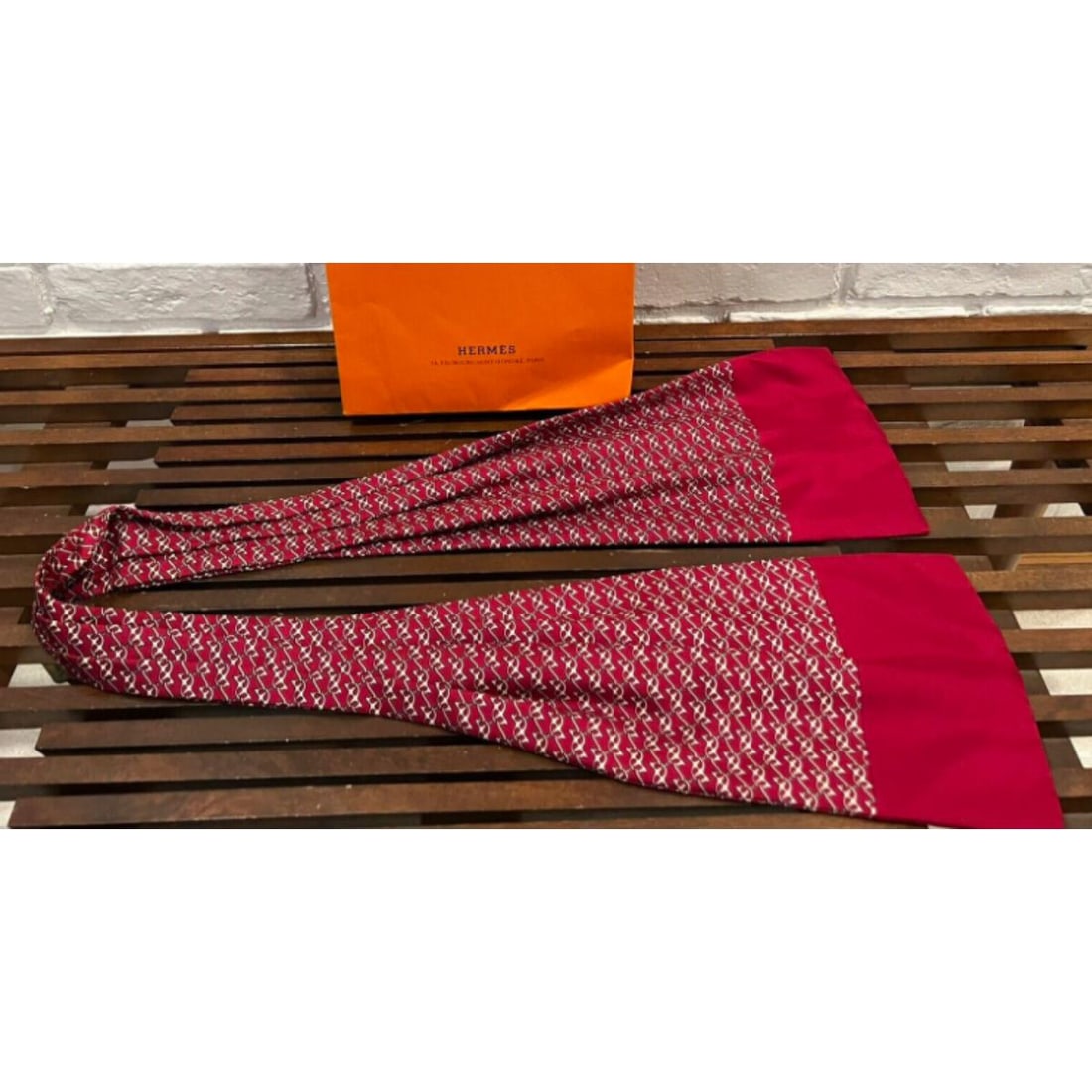Vintage Hermes Paris Silk Ascot Scarf Necktie (1 of 5)