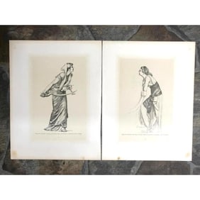 Pair of 19thc French Engravings, Classical Females