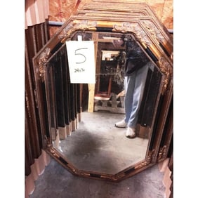 Victorian Style Carved Wood Octagonal Mirror