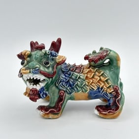 Chinese Wucai Foo Dog Sculpture