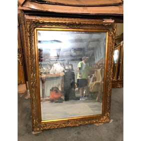 Baroque Style Gilt Wood Beveled Mirror