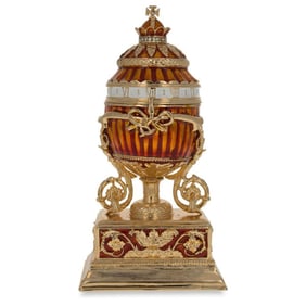Bouquet of Lilies Clock Trinket Jewel Box Egg