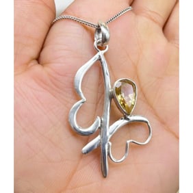 Citrine Butterfly Sterling Pendant