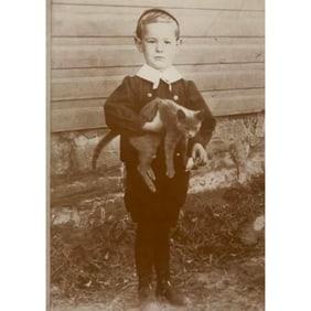 Little Boy With Cat Photo Print