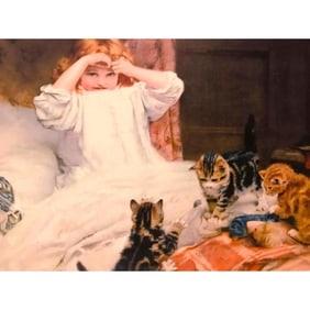 Victorian Girl, Kittens Print