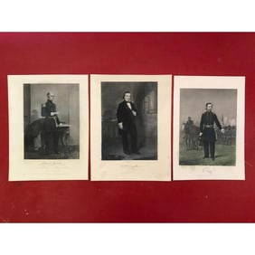 Group of 19thc Civil War Steel Engravings, Generals, Politicians