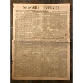 19thc New York Observer Newspaper, Religion