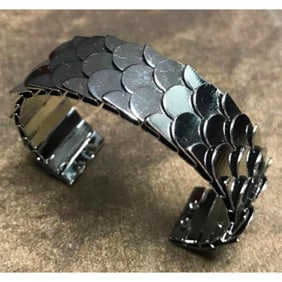 Gunmetal Fish Scale Cuff Bracelet
