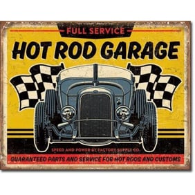 Hot Rod Garage Metal Sign