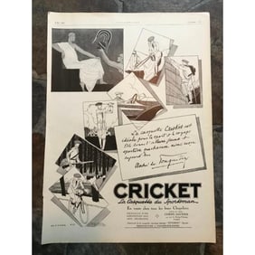 1920s French Advertisement, Cricket Sportsmen Hats