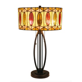 Mid Century Modern Style Stained Art Glass Table Lamp