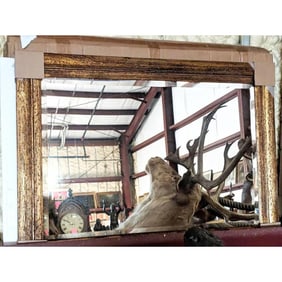 Rustic Style Gilt Wood Beveled Mirror