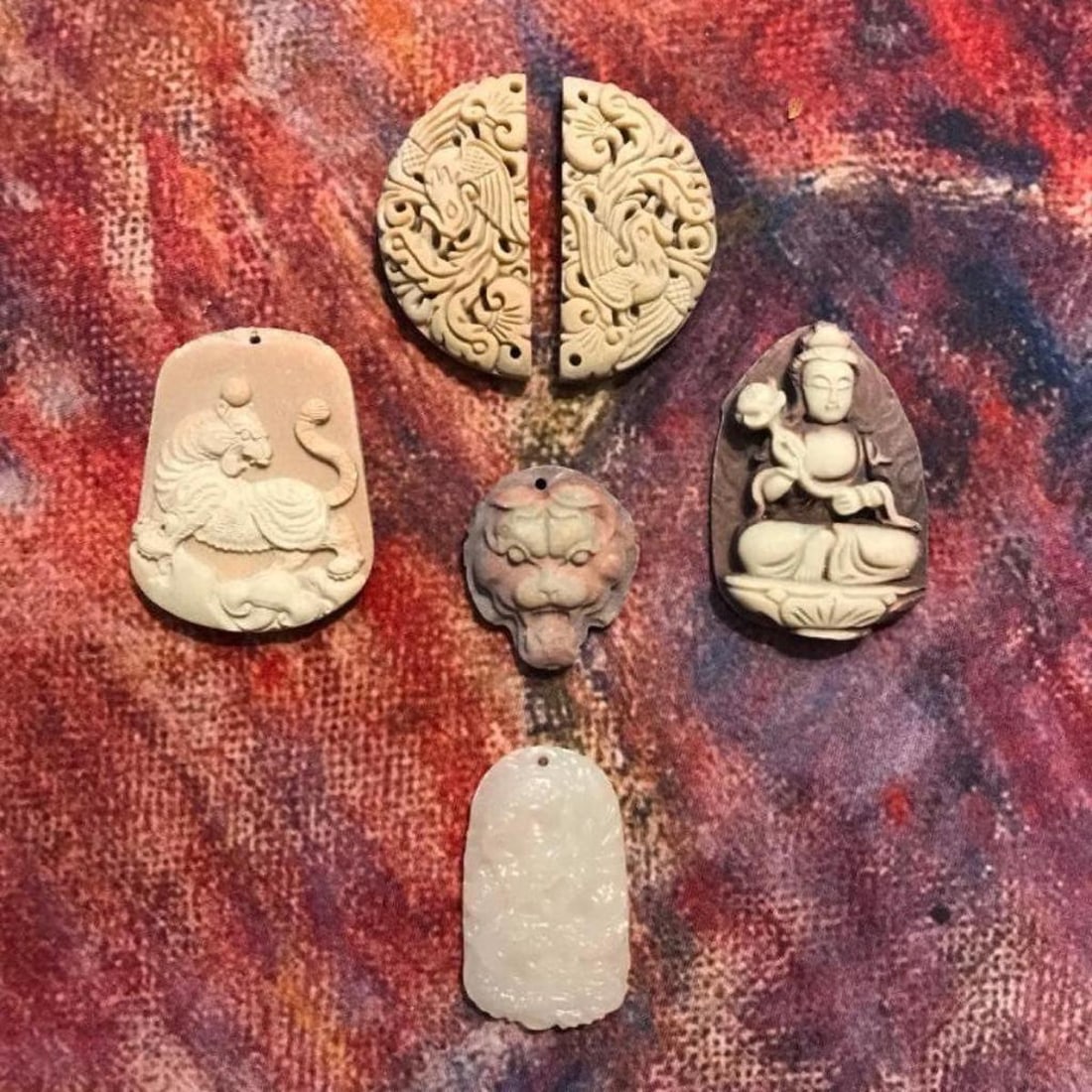 Group of Chinese Carved Stone Pendants (1 of 1)