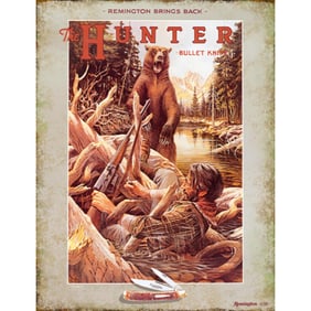 Remington Hunter Bullet Knife Metal Sign