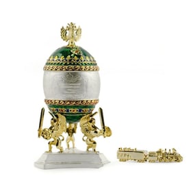 Russian Royal Trans-Siberian Railway Trinket Box Egg