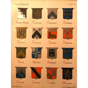19thc Coat of Arms, Family Crests Bookplate