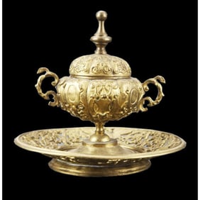 Late 19th Century Brass Continental Inkwell
