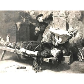 Rare 19thc Engraving, The Death Of Chramn, Merovingian
