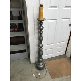 Early 20thc Pewter Candlestick Floor Lamp