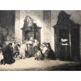 Late 19thc Spanish Etching, The Kind Confessor