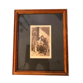 19thc Antique French Etching, Confession