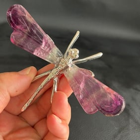 Rainbow Fluorite Handcarved Dragonfly Figurine