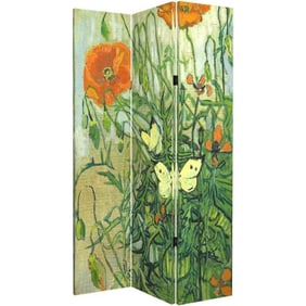 Van Gogh Butterflies Poppies Art Canvas Folding Screen