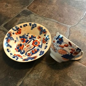 Antique Imari Teacup, Bowl Transferware