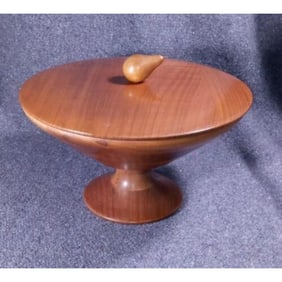 Mid Century Hand Turned Lidded Bowl