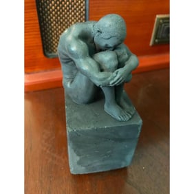 Modern Black Concrete Man Sculpture