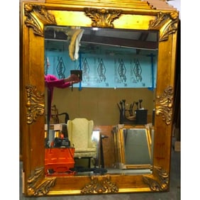 Large Florentine Style Gold Gilt Beveled Mirror