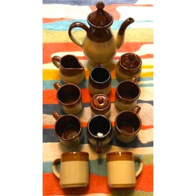 Vintage Stoneware Coffee, Hot Chocolate Set