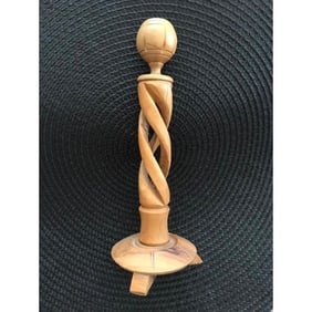 Vintage Mid Century Olive Wood Candlestick