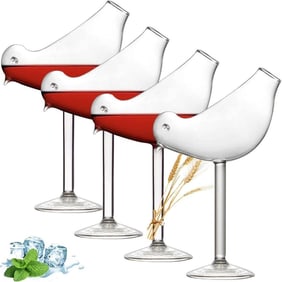 Set of Bird Shaped Wine Cocktail Glasses