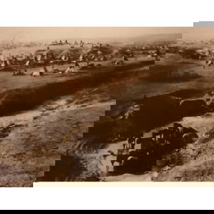Native American Indian, Sioux Camp, Nebraska, South Dakota Photo Print: Native American Indian history, Sioux Camp on White Clay Creek near Nebraska/ South Dakota border sepia-tone photo print. Taken from an original 1891 photo. Printed on card stock in the early 1990s fo