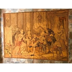 Vintage French Parlor Scene Tapestry