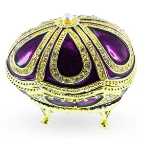 Royal Russian Trinket Box Egg With Clock