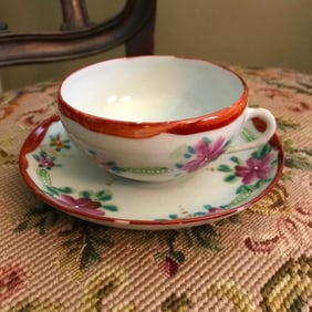 Vintage Japan Hand Painted Teacup Saucer Set