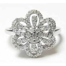 Diamond White Gold Flower Cocktail Ring