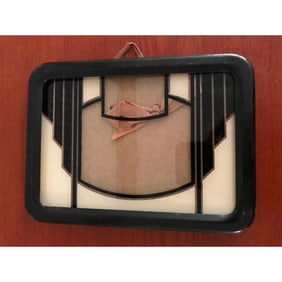 Art Deco Metal Reverse Painted Glass Picture Frame