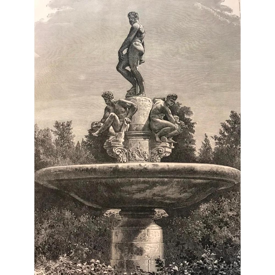 19thc Boboli Gardens Fountain, Florence Italy Engraving (1 of 3)