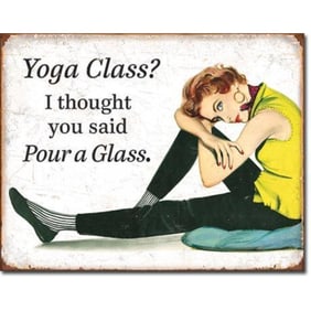 Yoga Class Wine Metal Pub Bar Sign