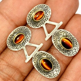 Tiger Eye Sterling Silver Earrings