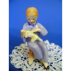 Hungarian DRASCHE Porcelain Girl With Doll Figurine