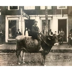 Vintage Photo, Marietta Georgia, Man Riding Bull