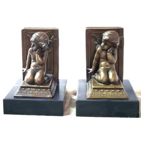 Angels, Cherubs Bronze Bookends