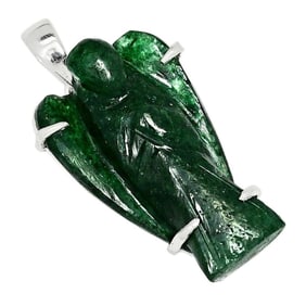 Carved Aventurine Angel Sterling Pendant
