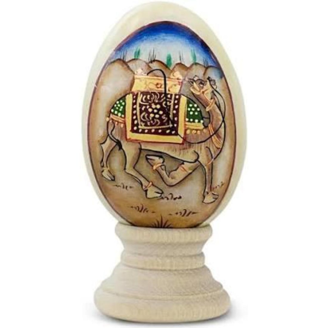 Russian Painted Marble Egg, Camel (1 of 2)